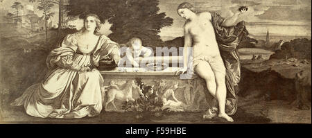 Amore Sacro Amor Profano, dipinta da Tiziano, Italia Foto Stock
