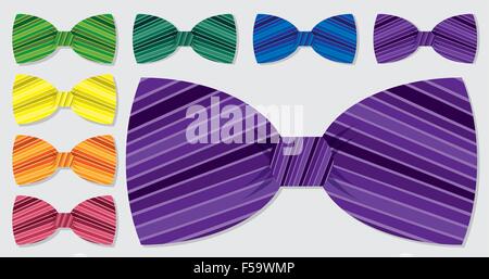 Retrò bow tie impostato in formato vettoriale. Illustrazione Vettoriale