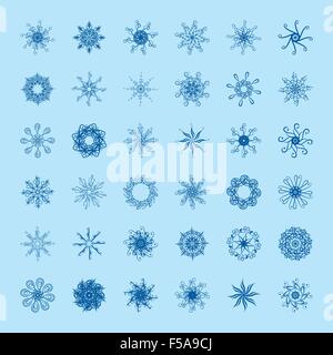 Set di vettore di fiocchi di neve. Illustrazione Vettoriale