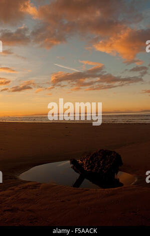 Tramonto su Seton Sands e il Firth of Forth Foto Stock