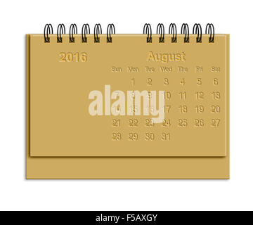 Desktop Calendar - 2016 - agosto Foto Stock