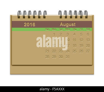 Desktop Calendar - 2016 - agosto Foto Stock