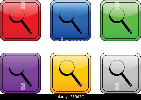 Lente di ingrandimento di colore icona web su uno sfondo bianco. Illustrazione Vettoriale. Illustrazione Vettoriale