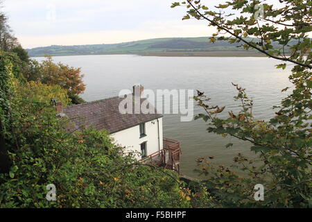 Dylan Thomas's Boathouse, Laugharne, Carmarthenshire, il Galles, la Gran Bretagna, Regno Unito, Gran Bretagna, Europa Foto Stock