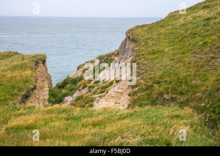 Pericolosamente crollato scogliera vicino a Cap Griz Nez Foto Stock