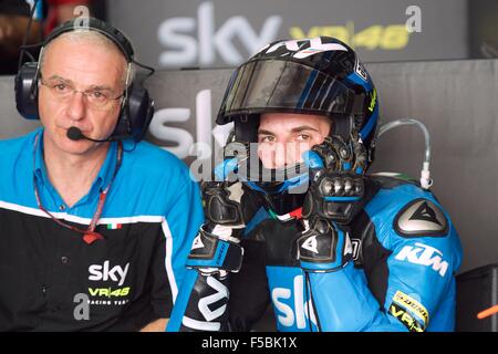 Dal Circuito di Sepang, in Malesia. 24 ott 2015. Andrea Migno durante le qualifiche per la classe Moto3 della MotoGP della Malesia Foto Stock