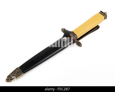 Kris pugnale nel fodero isolati su sfondo bianco, studio shot Foto Stock