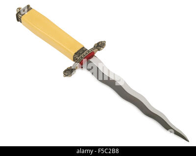 Kris pugnale isolati su sfondo bianco, studio shot Foto Stock