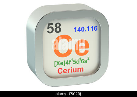 Elemento di cerio simbolo isolato su sfondo bianco Foto Stock