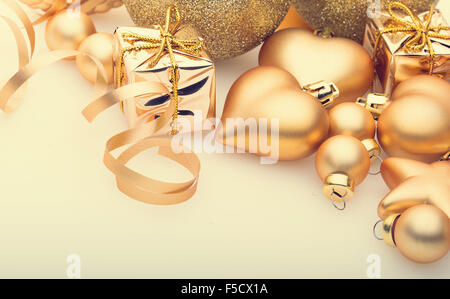 Nuovo Anno decorazioni di Natale oro Foto Stock