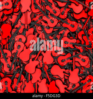 Solo chitarre / 3D render di centinaia di chitarre elettriche, facile da colorare Foto Stock