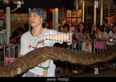 Annuale di Tai Hang Fire Dragon Dance Festival, settembre 2015. Foto Stock