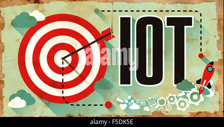 IOT concetto. Grunge Poster in design piatto. Foto Stock