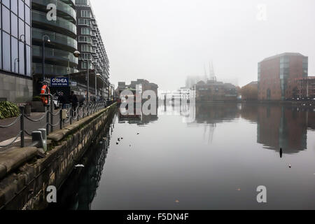 Londra, Inghilterra. 2 Novembre, 2015. La fitta nebbia intorno Millwall Inner Dock al mattino. Foto Stock