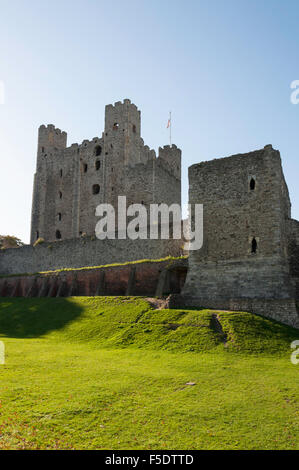 Rochester Castle, Boley Hill, Rochester, Kent, England, Regno Unito Foto Stock