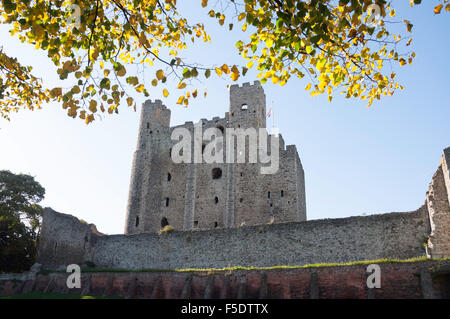 Rochester Castle, Boley Hill, Rochester, Kent, England, Regno Unito Foto Stock