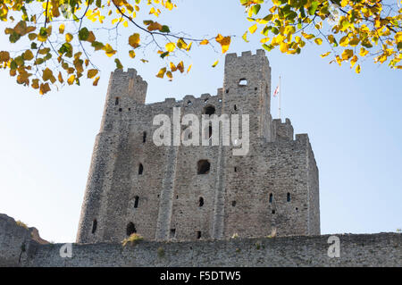 Rochester Castle, Boley Hill, Rochester, Kent, England, Regno Unito Foto Stock