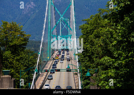 Ponte Lions Gate, visto da Stanley Park, Vancouver, British Columbia, Canada Foto Stock