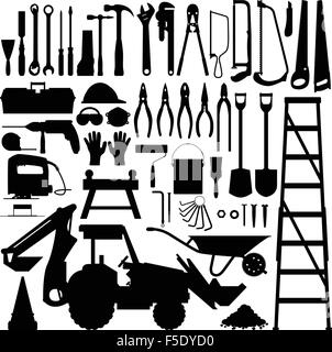 Strumento di costruzione del vettore Silhouette Illustrazione Vettoriale