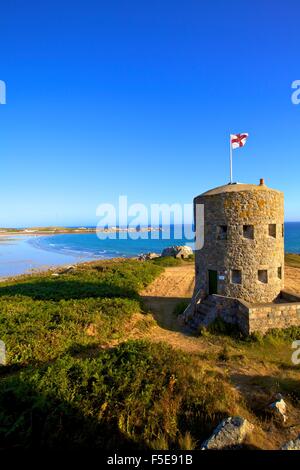 Martello Tower n. 5, L'Ancresse Bay, Guernsey, Isole del Canale, Regno Unito, Europa Foto Stock