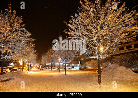 Saint-Gervais-les-Bains in inverno, Alta Savoia, Francia, Europa Foto Stock