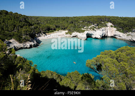 Cala Mitjana, vicino a Cala Galdana, costa sud occidentale, Menorca, isole Baleari, Spagna, Mediterraneo, Europa Foto Stock