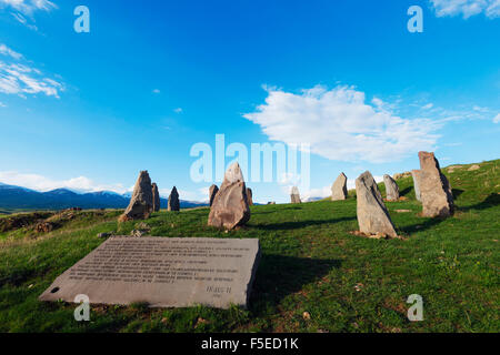 Karahunj Zorats Karer, archeologico preistorico sito di Stonehenge, Provincia di Syunik, Armenia, nel Caucaso e in Asia Centrale, Asia Foto Stock