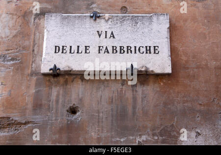 Il vecchio nome della strada a Viterbo Foto Stock