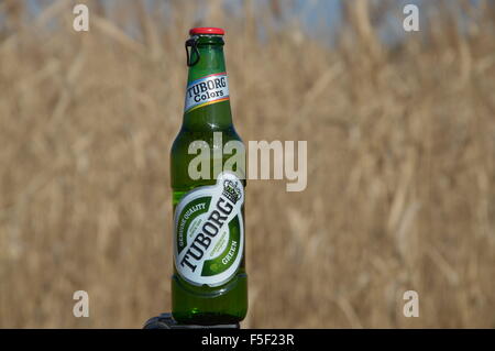 A titolo illustrativo della bottiglia di birra alcolica Tuborg in natura Foto Stock