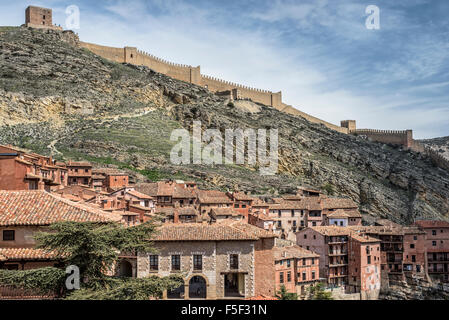 Albarracin villaggio heritage route del medioevo e stile mudéjar. Teruel Aragona, Spagna Foto Stock