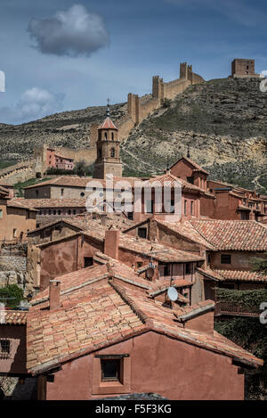 Albarracin villaggio heritage route del medioevo e stile mudéjar. Teruel Aragona, Spagna Foto Stock