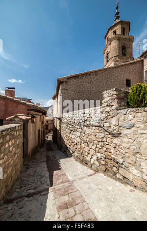 Albarracin villaggio heritage route del medioevo e stile mudéjar. Teruel Aragona, Spagna Foto Stock