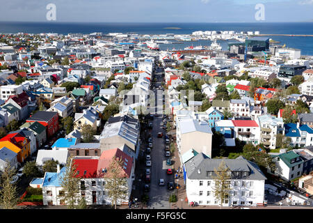 Vista aerea di Reykjavik, Islanda Foto Stock