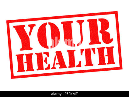 La vostra salute rosso timbro di gomma su uno sfondo bianco. Foto Stock