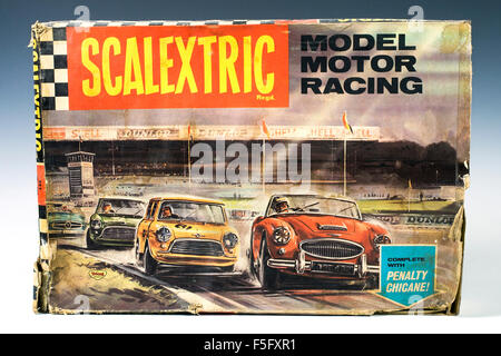 Coperchio scatola da un 1960 Modello Scalextric Motor Racing impostato Foto Stock