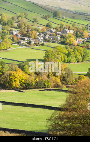 Villaggio Appletreewick in Wharfedale, Yorkshire Dales, Inghilterra. Foto Stock