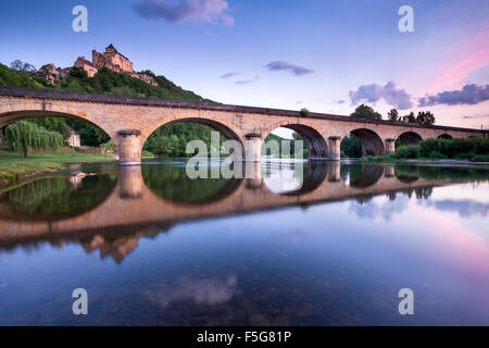 Château Castlenaud presso sunrise Dordogne Francia Foto Stock