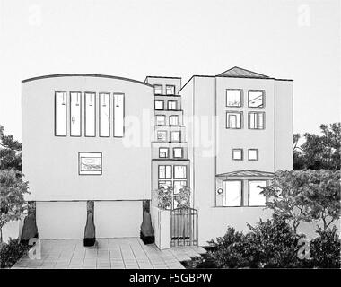 Casa di layout e disegni di architettura Foto Stock