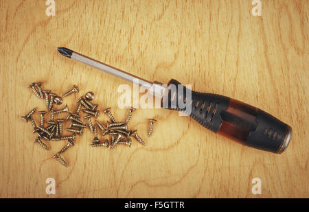 Viti e cacciavite Foto Stock