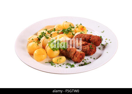 Carni macinate dito rotoli con patate Foto Stock