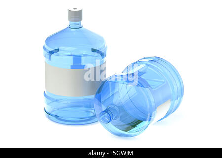 Due grandi bottiglie di acqua isolati su sfondo bianco Foto Stock