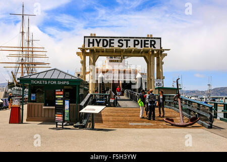 Hyde Street Pier. Parte del San Francisco National Historical Park Foto Stock