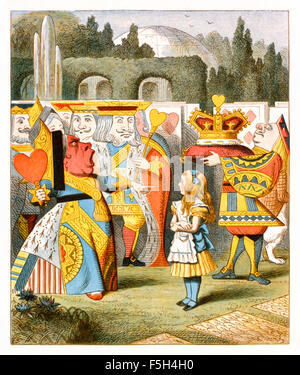 'Off con le loro teste!" l'arrabbiato Regina di Cuori da "l'asilo nido "Alice", un ridotto adattamento di "Alice nel paese delle meraviglie" destinate a bambini sotto i 5 anni scritto da Lewis Carroll (1832-1898) stesso. Questa edizione contiene 20 selezionata Illustrazioni di Sir John Tenniel (1820-1914) dal libro originale che sono state ingrandite e colorate da Emily Gertrude Thomson (1850-1929). Vedere la descrizione per maggiori informazioni. Foto Stock