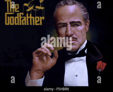 Il Padrino. Pittura di Marlon Brando nel ruolo di Vito Corleone, Foto Stock