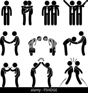 Modo di Business saluti gesto Stick Figura Icona pittogramma Illustrazione Vettoriale