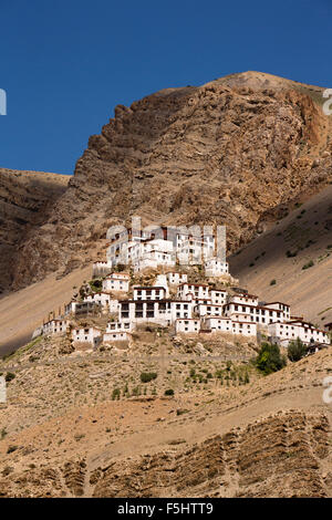 India, Himachal Pradesh, Spiti Valley, chiave monastero, hillside gompa buddista Foto Stock