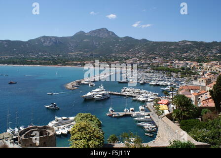 Il porto di Calvi, in Corsica, Francia Foto Stock