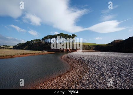 Lontra di fiume estuario. Jurassic Coast Sito Patrimonio Mondiale. Budleigh Salterton, Devon. Regno Unito. Foto Stock