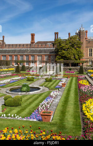 Lo stagno di giardini, Hampton Court Palace, Richimond upon Thames, Surrey, Regno Unito Foto Stock