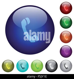 Impostare il colore del vetro di chiamata I pulsanti web. Disposti strato di struttura. Illustrazione Vettoriale